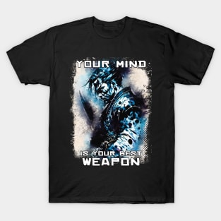 Samurai Warrior Abstract Splatter Portrait Motivational Quote T-Shirt